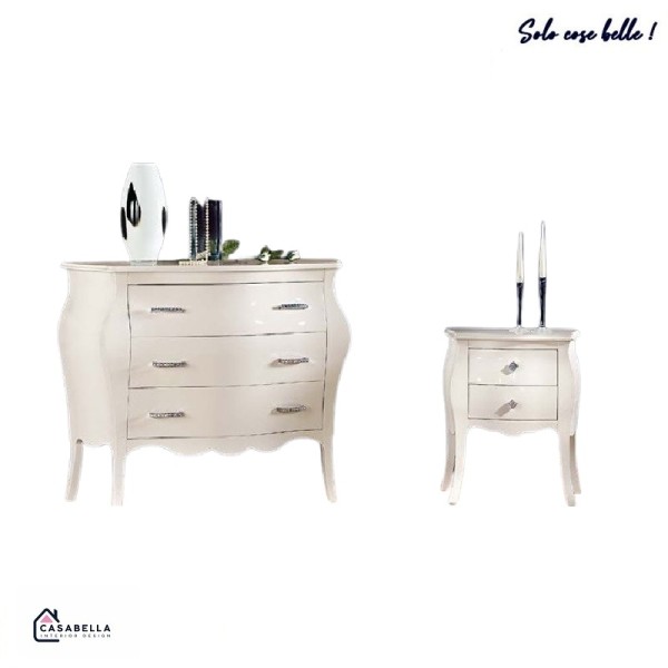 Gruppo Como' e comodini bianco brillante.