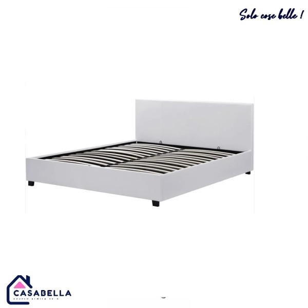 Letto a contenitore in ecopelle una piazza e mezzo.