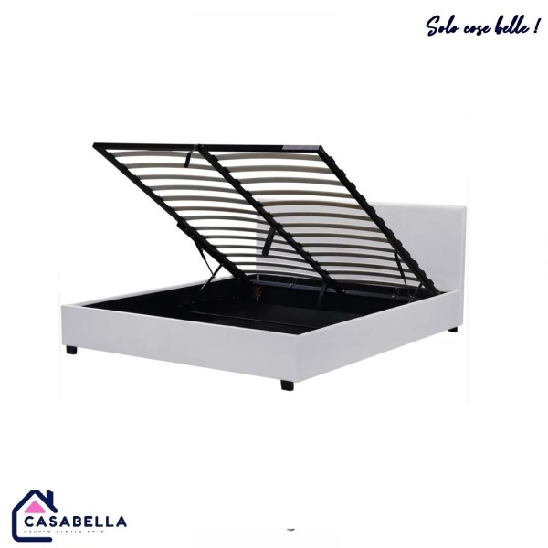 Letto a contenitore in ecopelle matrimoniale.